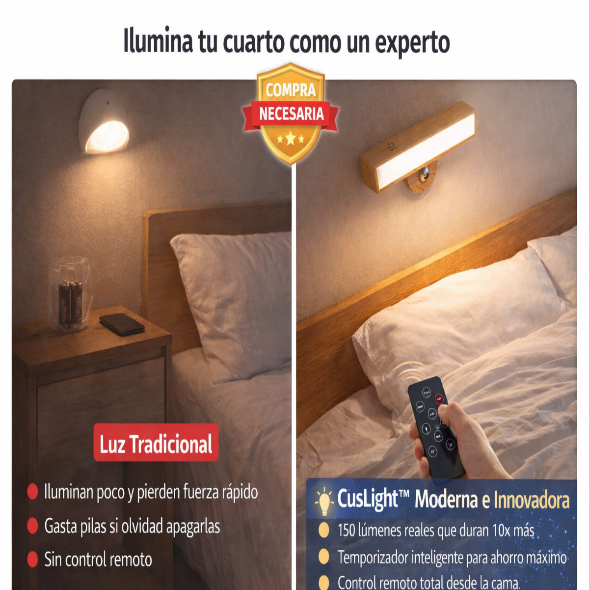 Ilumina tu hogar sin obras ni cables. (Olvida herramientas y pago de electricistas) Luz Aurora