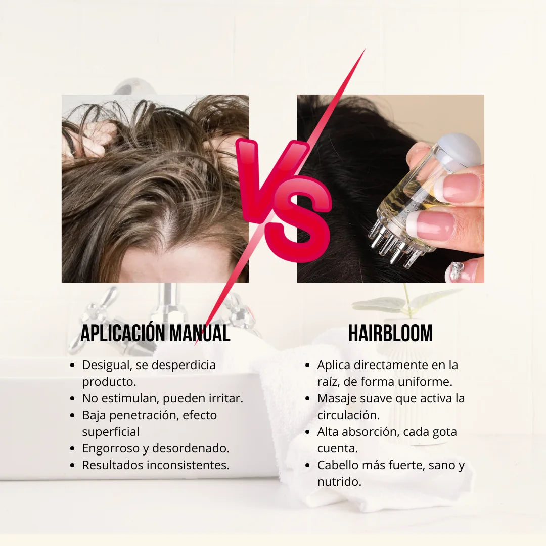 HairBloom Masajeador & Aplicador – ¡Activa la circulación y favorece el crecimiento!