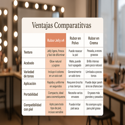 Rubor Jelly x 4 unidades - ¿El color desaparece rápido? Jelly mantiene el glow por horas